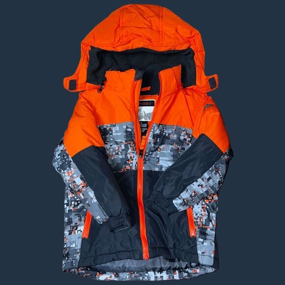 Youth Snozu Orange & Gray Puffer Jacket Size 5 - Picture 1 of 5